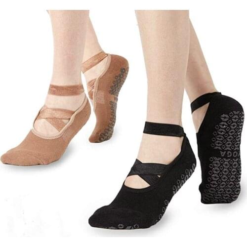 Professional Non Slip Yoga Socks Pilates Barre Anti-friction Terry Cushion Sports Dance Socks Slippers Grips Yoga Socks Women