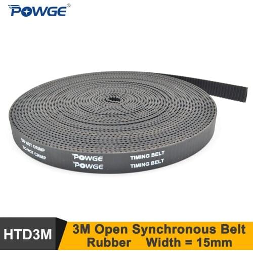 POWGE 5meters 3M Synchronous Belt W=15mm Length=5000mm HTD3M Rubber Open Ended Timing Belt For Laser Machine 3M Pulley 3M-15