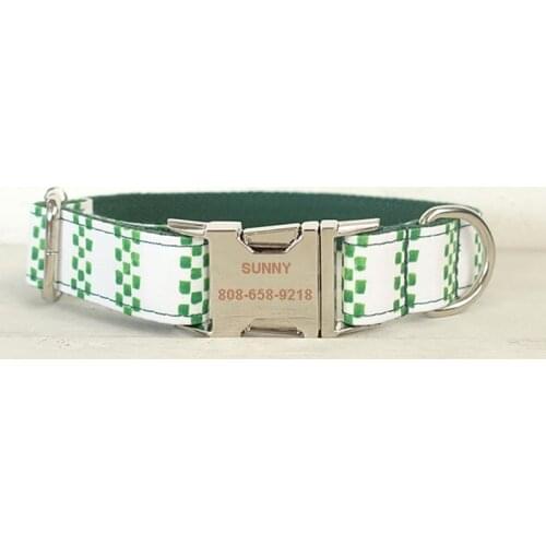 Dog Collar and Leash Set Custom Name & Phone Number Designer Dog Collar with Matching Lead Luxury Gift Free Engraving