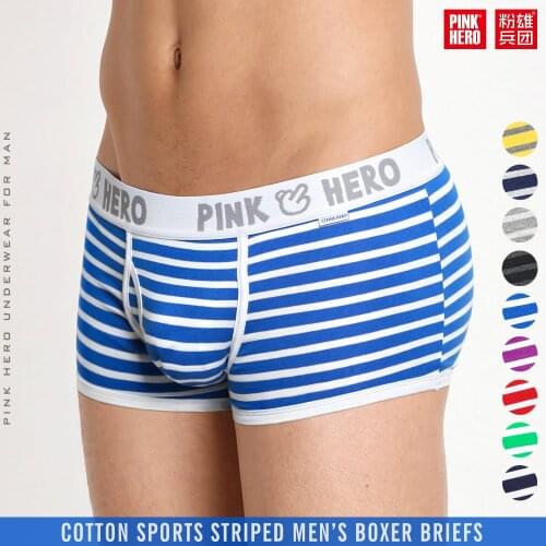 Pink Hero Men Male Underwear Men boxers Plain Cotton Boxer Shorts Panties Brand Clothing Cueca Cuecas Boxer U Convex Pouch