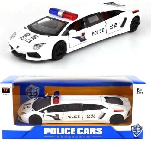 TY MODELS Alloy Sports Car-Car Lengthen PoliceCar CHILDRENS Toy Model Sound and Light Warrior Door Opening Window Box