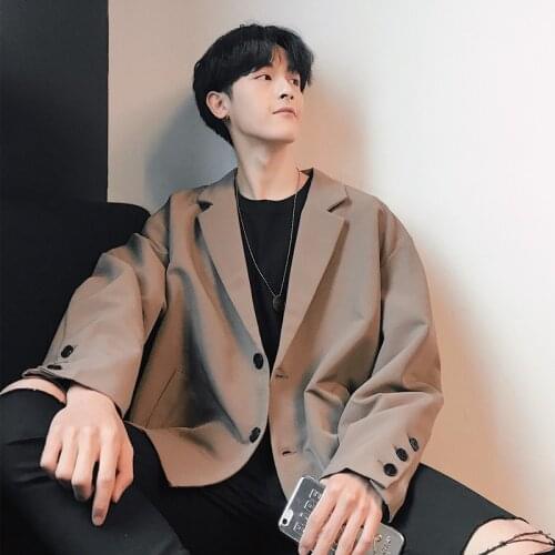 2021 Korean Style Spring New Mens Pattern Concise Outerwear Western Chic Suit Jackets Loose Coats Male Casual Blazers M-XL