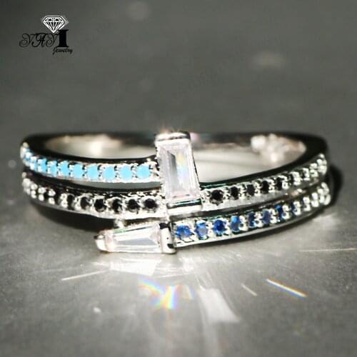 YaYI Jewelry Fashion Princess Cut Prong Setting White Cubic Zirconia Silver Color Engagement Wedding Party Leaves Gift Rings