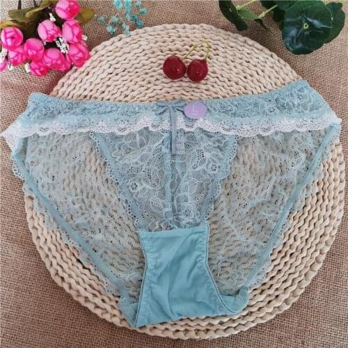 Green ladys lace underpants summer thin sexy lace underpants