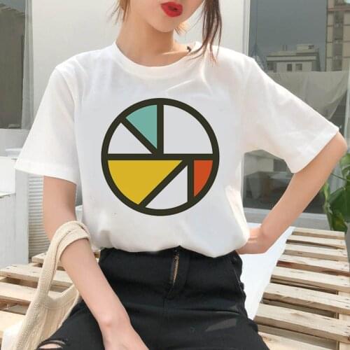 90s Graphic Rock Top Tees Female Geometry T Shirt Woman Harajuku Vintage T-shirt Fashion O Neck Tshirt Female