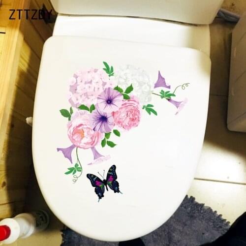 ZTTZDY 22.6×25CM Fresh Bouquet Fashion Toilet Decor Decals Home Living Room Wall Stickers T2-1250