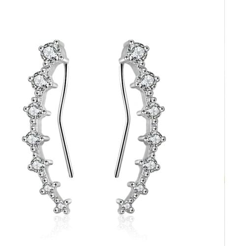 1 Pair 2021 Trend Chic Women Stud Earrings Crystal CZ Ear Climbers / Crawlers Clear Rhinestone Ear Cuff For Girls Party Jewelry