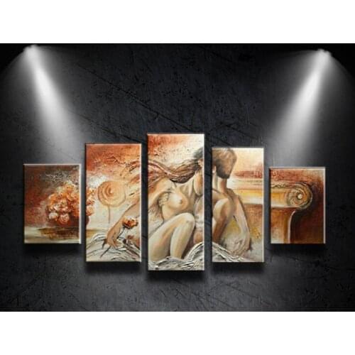 100%Hand-painted Texture Human Art Oil Painting 5pcs/set Abstract on Canvas For Living Room Home Decoration(Free shipping)