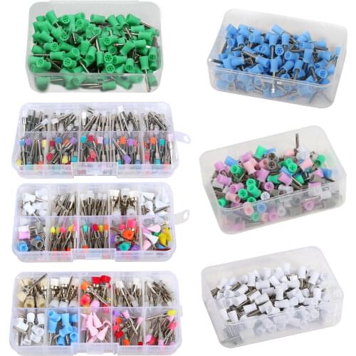 100PCS Colorful Mixed Dental Equipment Polishing Cups Bursh Prophy Teeth Polisher Rubber Material Fit contra angle handpiece