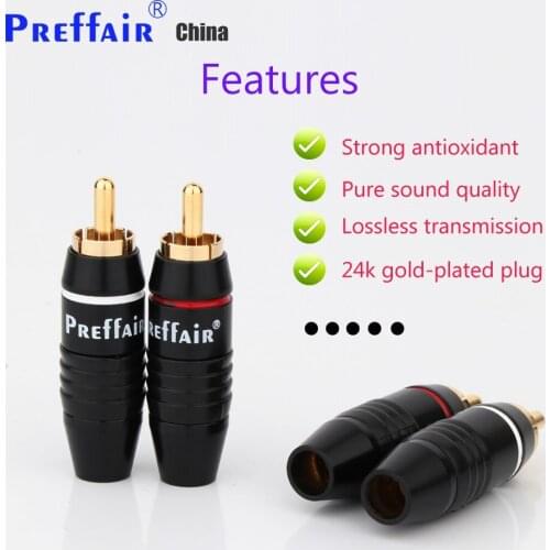 16 pcs R1711 High Quality Preffair RCA Plug Solder RCA Adapter 24K Gold Plated Audio Plug