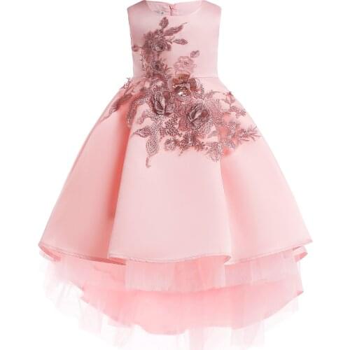 2020 Girl party dress / Embroidery flower dress / Asymmetrical dress for girl