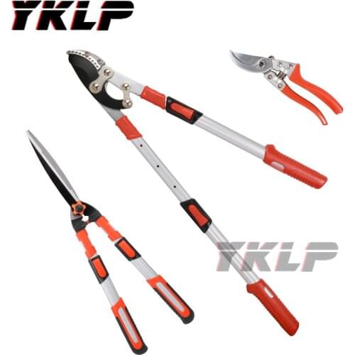 3PC Pruning Shears Set Fence Shear High branch shear Pruning Tool Set for Garden Grass Telescopic Long Length Scissor Hedge