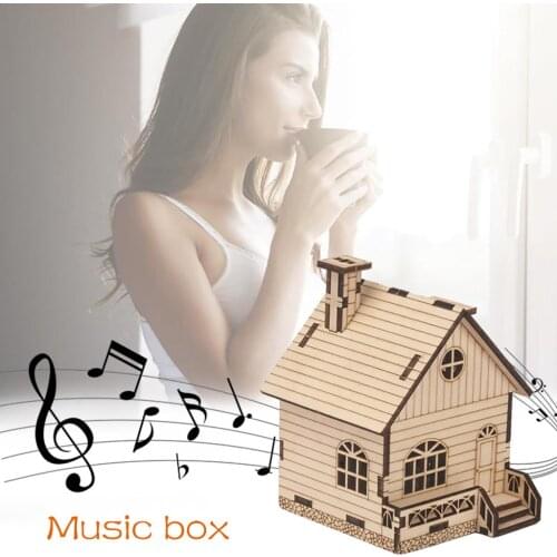 3D Wooden DIY Puzzle Music House Three-Dimensional Customized New Xmas Birthday Gifts Creative Dimensional Music Box Wholesale