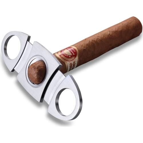 40pcs/lots with cohiba pouch Silver Stainless Steel Pocket Cigar Cutter Knife Double Blades Scissors CH-1001