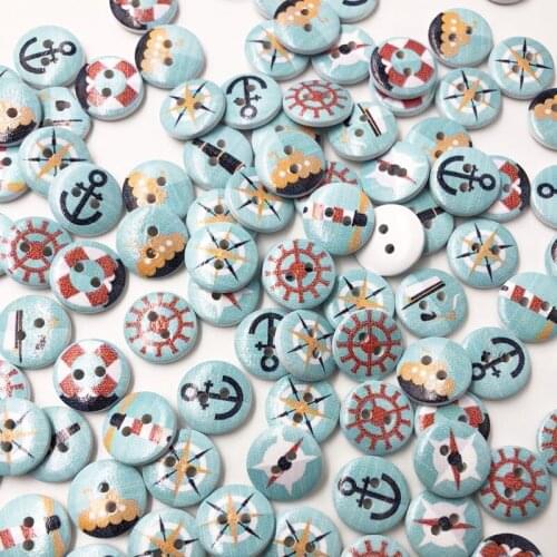 50pcs Mixed Sea Sailor Anchor Series Buttons for Needlework DIY Sewing Decorative Childrens Button Clothing WB613