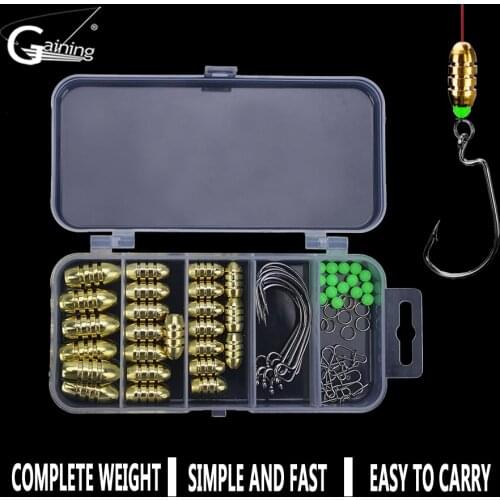 69pcs Carp Fishing Accessory Combo Carp Fishing Jigs Crank Hooks Luminous Beads Fishing Rings with Storage Box Tackle Equipment