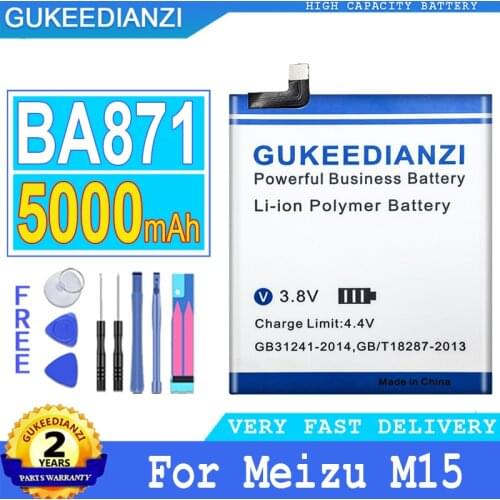 5000mAh GUKEEDIANZI Battery For Meizu Meilan M15 BA871 Big Power Bateria