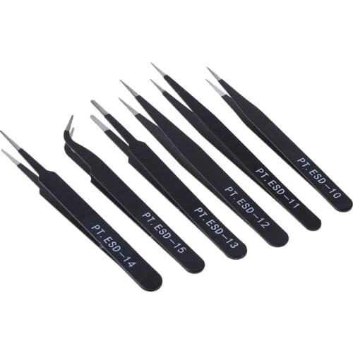 New 6Pcs/Set Resists Corrosion Safe Anti-static Tweezers Maintenance Tools ESD10-15