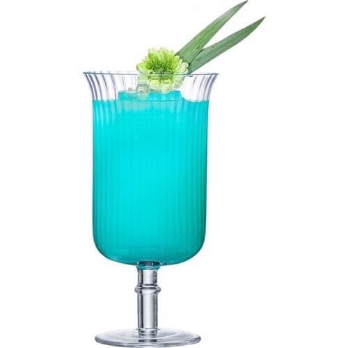 Free Shipping 4PCS 345 Ripple Goblet Cocktail Glasses Martini Glass Wine Glass Set of 4