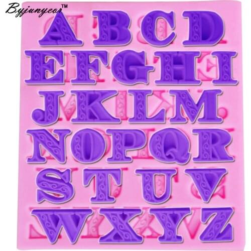 Byjunyeor M363 Big Alphabet letter Epoxy UV Silicone Mold Cake Cupcake Baking Bakeware Chocolate Resin Diy Decorating