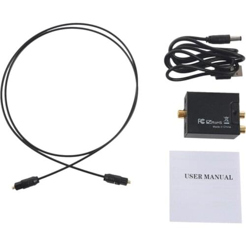 Digital to Analog Audio Converter Amplifier Decoder Optical Fiber Coaxial Signal to Analog Stereo Audio Adapter 3.5MM Jack 2*RCA