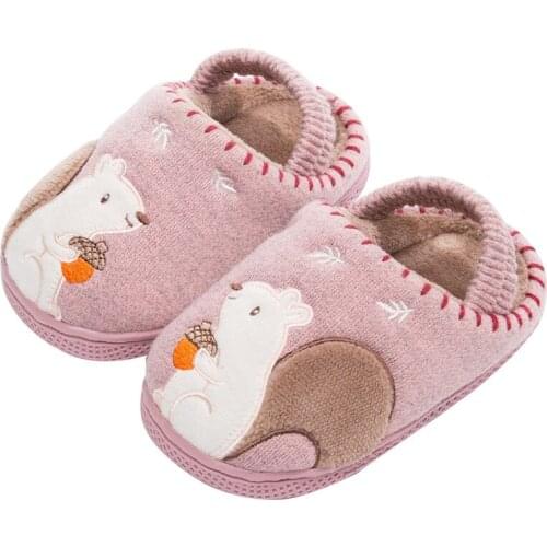 Children baby girls cotton slippers home shoes autumn/winter kids boys indoor slippers infant warming non-slip cute slippers