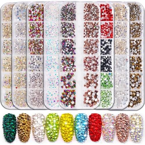 Nail Designs SS4-SS16 Glass Rhinestones Flat Back Diamonds For Nails 3D Charm Gems Manicure Deco Ongles Nail Art 1 Box