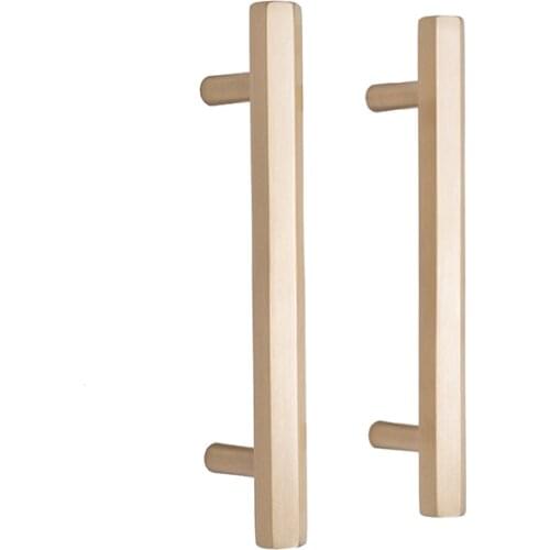 Hot Brass Double Hole Hexagonal Long Handle Drawer Wardrobe Shoe Cabinet Door Simple Solid Hexagonal Gold T bar Pulls