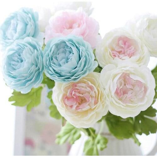 1Pc Artificial Fake Peony Flower Bridal Branch Silk Flower For Home Room Shop Wedding Valentines Day Party Garden Decor