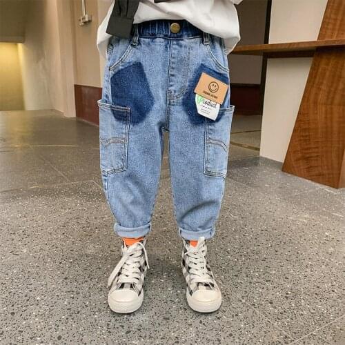 Splicing Baby Spring Autumn Jeans Pants For Boys Children Kids Trousers Clothing Teenagers Gift Home Outdoor High Quality