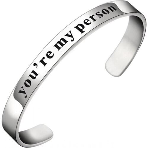 Creative C-shaped couple lettering you're my person titanium steel bracelet open titanium steel bracelet jewelry wholesale