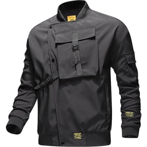 Mens Black Bomber Black Jacket And Men Pilot Baseball Jackets Male Hip Hop Cargo Coat Streetwear Outerwear