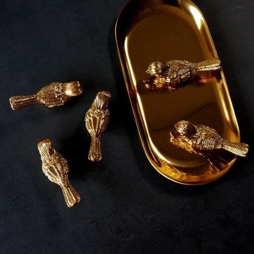 Retro Brass Bird Shape Handle Wardrobe Cupboard Cabinet Door Handles Wine Cabinet Copper Gold Drawer Pulls Knobs Decor Furniture