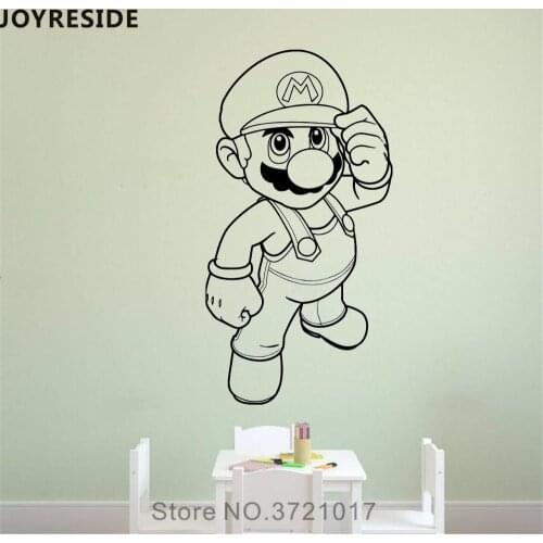 JOYRESIDE Mario Cute Pattern Wall Decal Cartoon Game Wall Sticker Art Vinyl Decor Home Kids Playroom Decor Interior Design A869