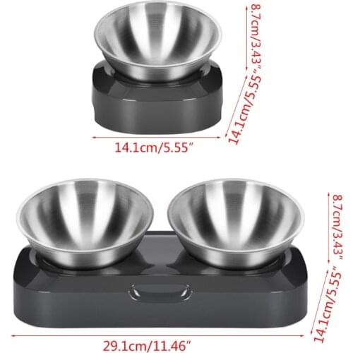 Dog Cat Bowls with Raised Stand Pet Food Water Feeder 15° Tilted Platform Non-slip Drinking Dispenser Puppy Kitten Feeding