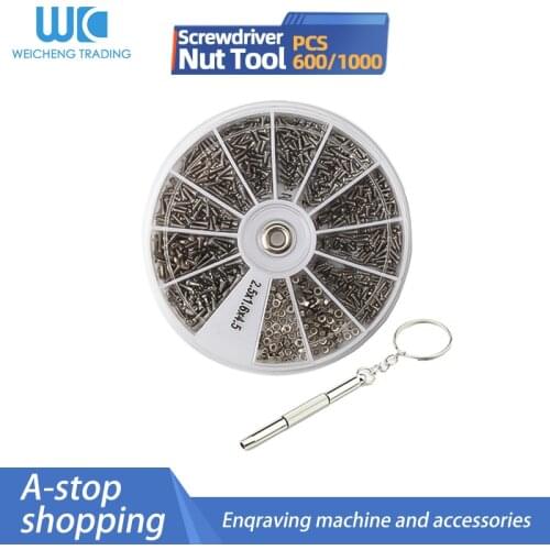 Home repair box combination set 1000pcs /600pcs M1 M1.2 M1.4 M1.6 M2.5 frameless sunglasses nose pad clock screwdriver nut tool