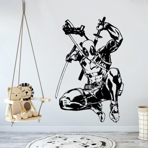 Deadpool Wall Stickers Dormitory Art Adornment Cool Movie Character Vinyl Wall Decals Home Decor Nursery Children Room Y915