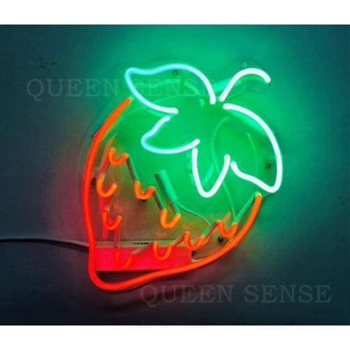 14“ Strawberry Acrylic Custom Neon Light Lamp Sign Beer Bar Handmade Real Glass Decorate Home Wall Room Windows Tube Artwork
