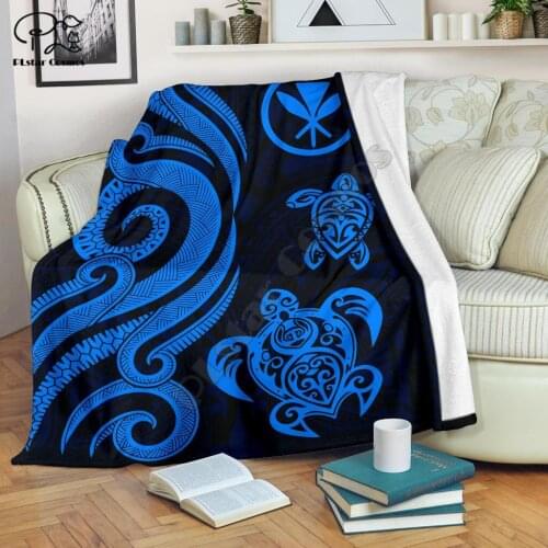 Polynesian style Tentacle Turtle Blanket 3D print Sherpa Blanket on Bed Home Textiles Dreamlike HOME ACCESSORIES