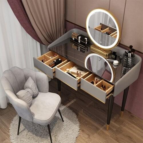 Light Luxury Small Piano Make-up Taipei Ou Dressing Table Small Family Bedroom Modern Simple Rock Plate Women Vanity Desk