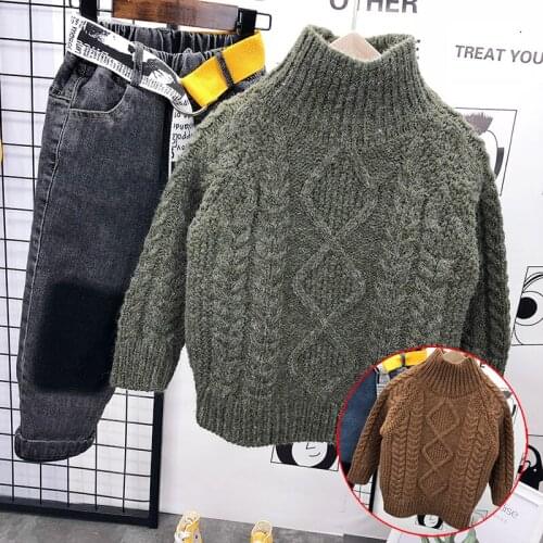 Baby Boys Sweaters Clothes 2019 Winter New Childrens Knitted Coats Toddler Boys Turtleneck Cardigan Coats Kids Boys Sweaters