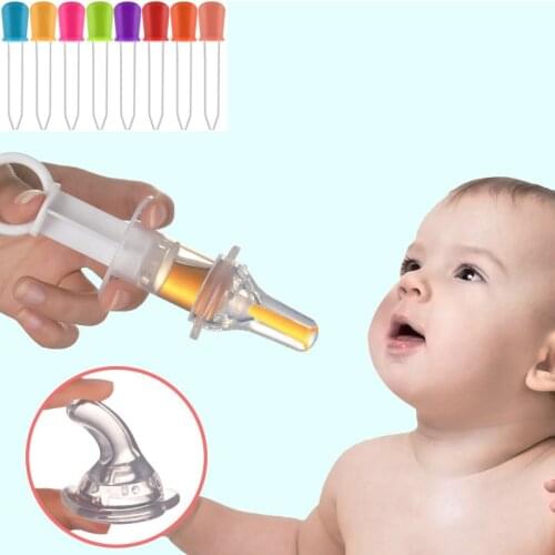 Smart Baby Liquid Medicine Dispenser Needle Feeder Silicone Tip Squeeze Medicine Dropper Dispenser Pacifier Feeding Unensils