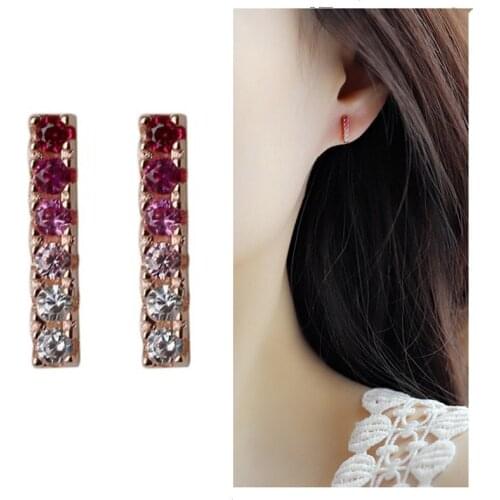 Shiny Crystal Blue Stud Earrings For Women Jewelry 100% Silver 925 Sterling Earring Women Lady Piercing Accessories Earring Girl