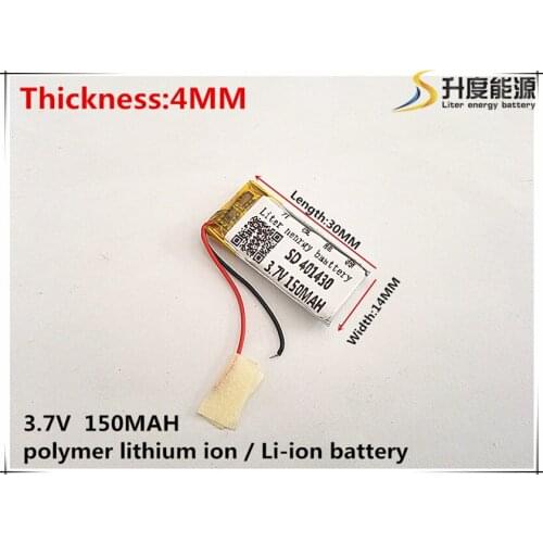 1pcs [SD] 3.7V,150mAH,[401430] Polymer lithium ion / Li-ion battery for TOY,POWER BANK,GPS,mp3,mp4,cell phone,speaker