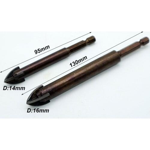 14/16mm Tungsten Carbide Glass Drill Bit Set Alloy Carbide Point with 4 Cutting Edges Tile & Glass Cross Spear Head Drill Bits