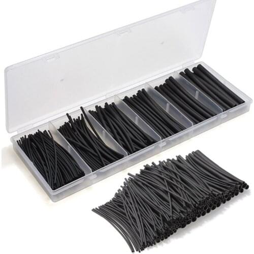 180Pcs Black 2:1 Heat Shrink Tubing Polyolefin Heat Shrink Tube Cable Sleeve Wire Cable Insulated Sleeving heat shrink tubing