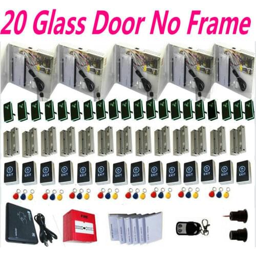 20 Door Glass DoorFrameless Access controller kit Web Interface+PC Software Web IP Control+glass door bolt lock+16 em card reade