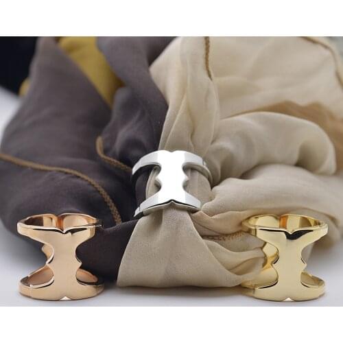 2018 newest simple and elegant zinc alloy single ring silk scarf buckle round smooth without hook wire