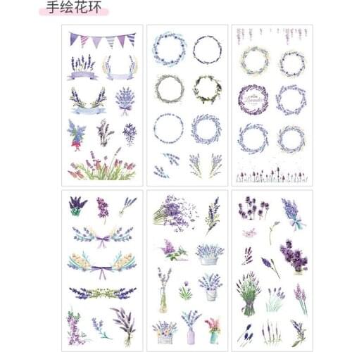 6Sheets/Pack Creative Hand-drawn Garland Paper Decoration Scrapbooking Sticker Transparent PVC Stationery Diary Stickers