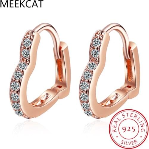 925 Sterling Silver New Woman Fashion Jewelry High Quality Crystal Zircon Hot Selling Heart Shaped Gold Silver Earrings